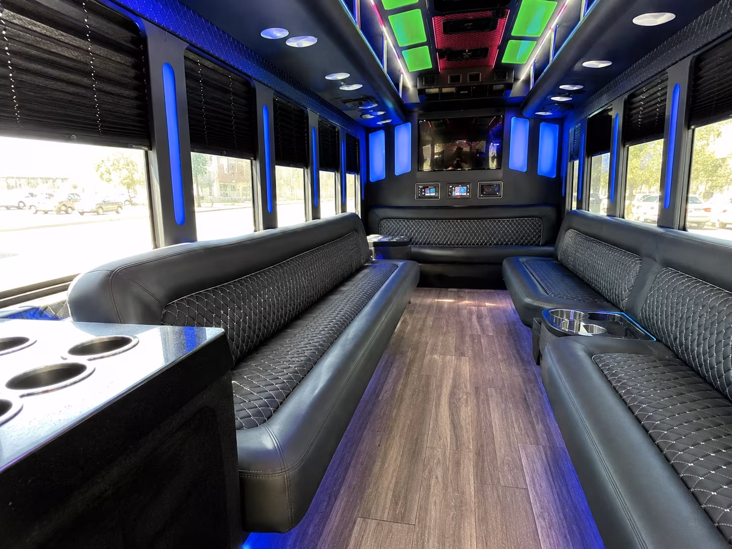 broken arrow 15 passenger party bus inside
