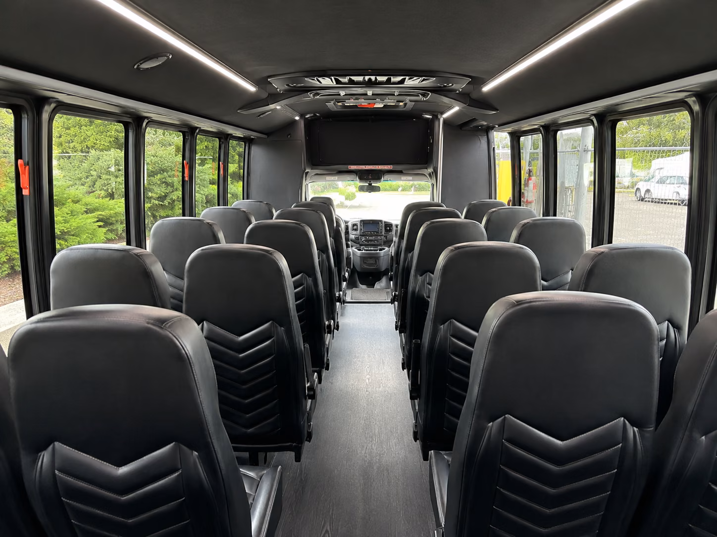 broken arrow 18 passenger minibus inside