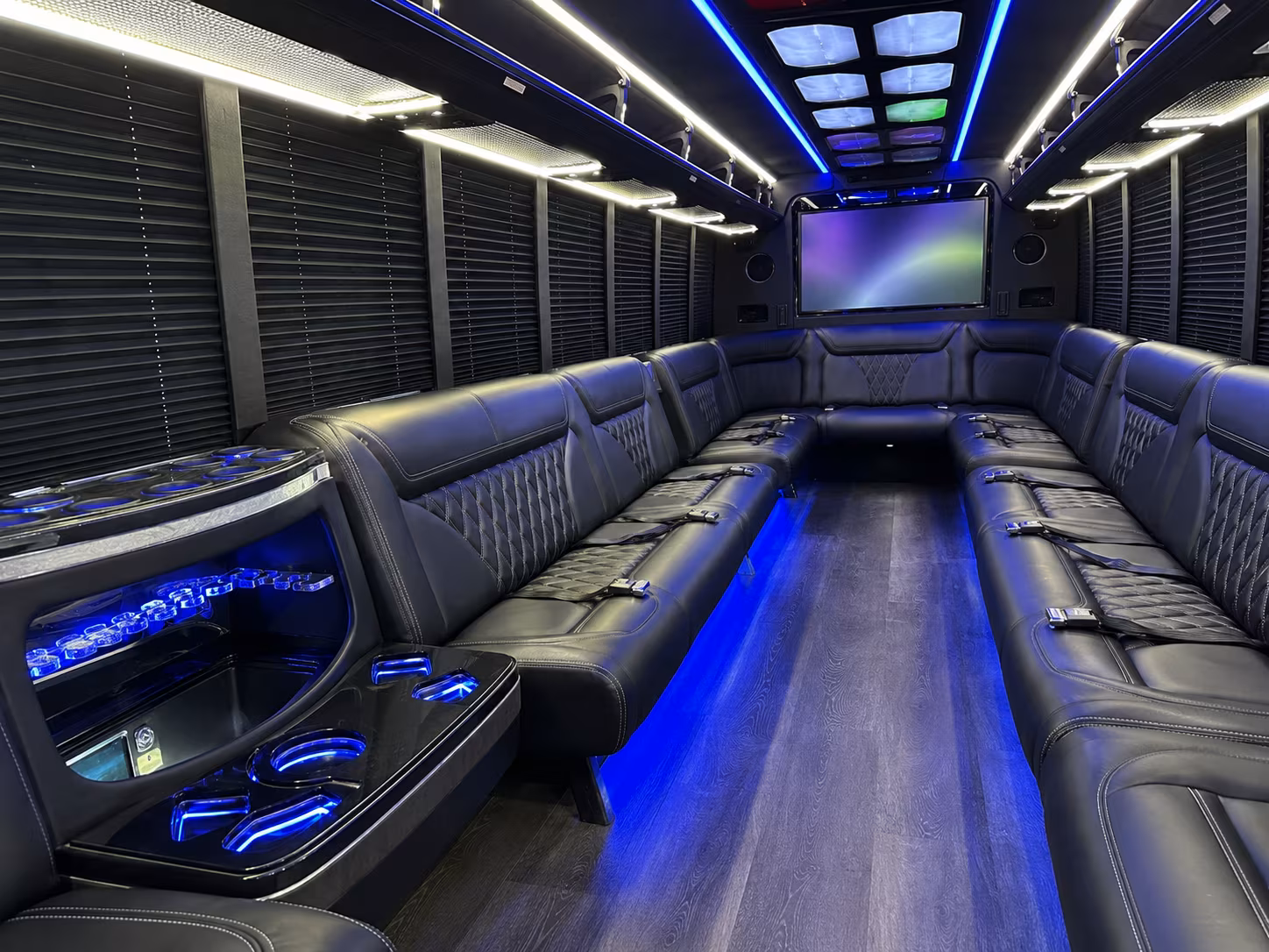 broken arrow 20 passenger party bus inside