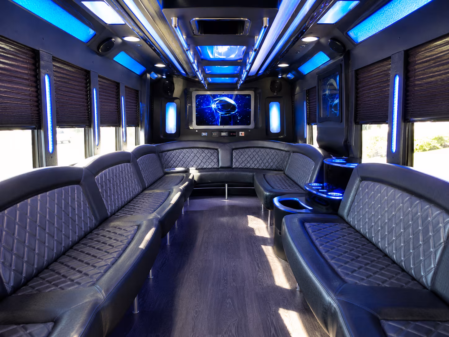 broken arrow 28 passenger party bus inside