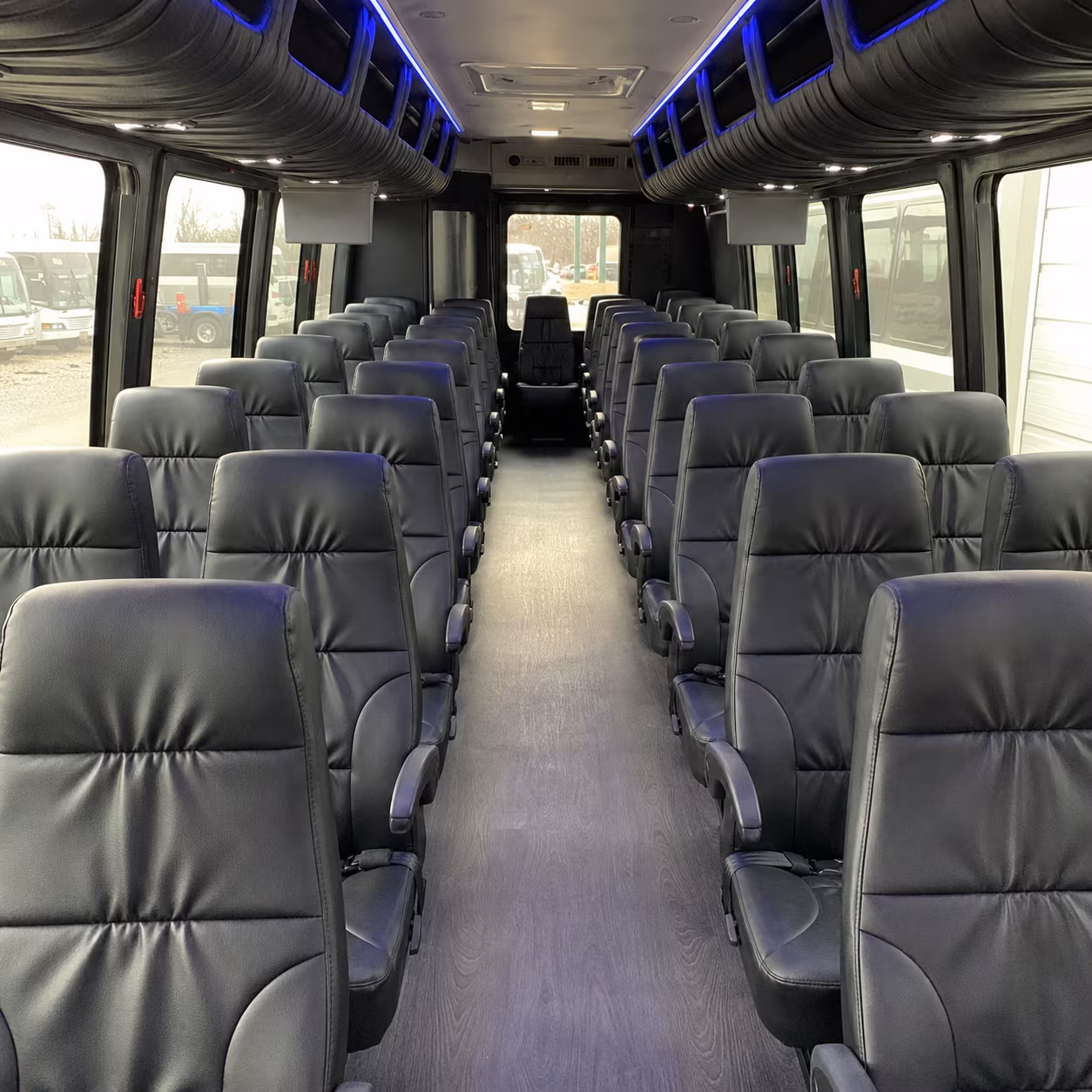 broken arrow 30 passenger minibus inside