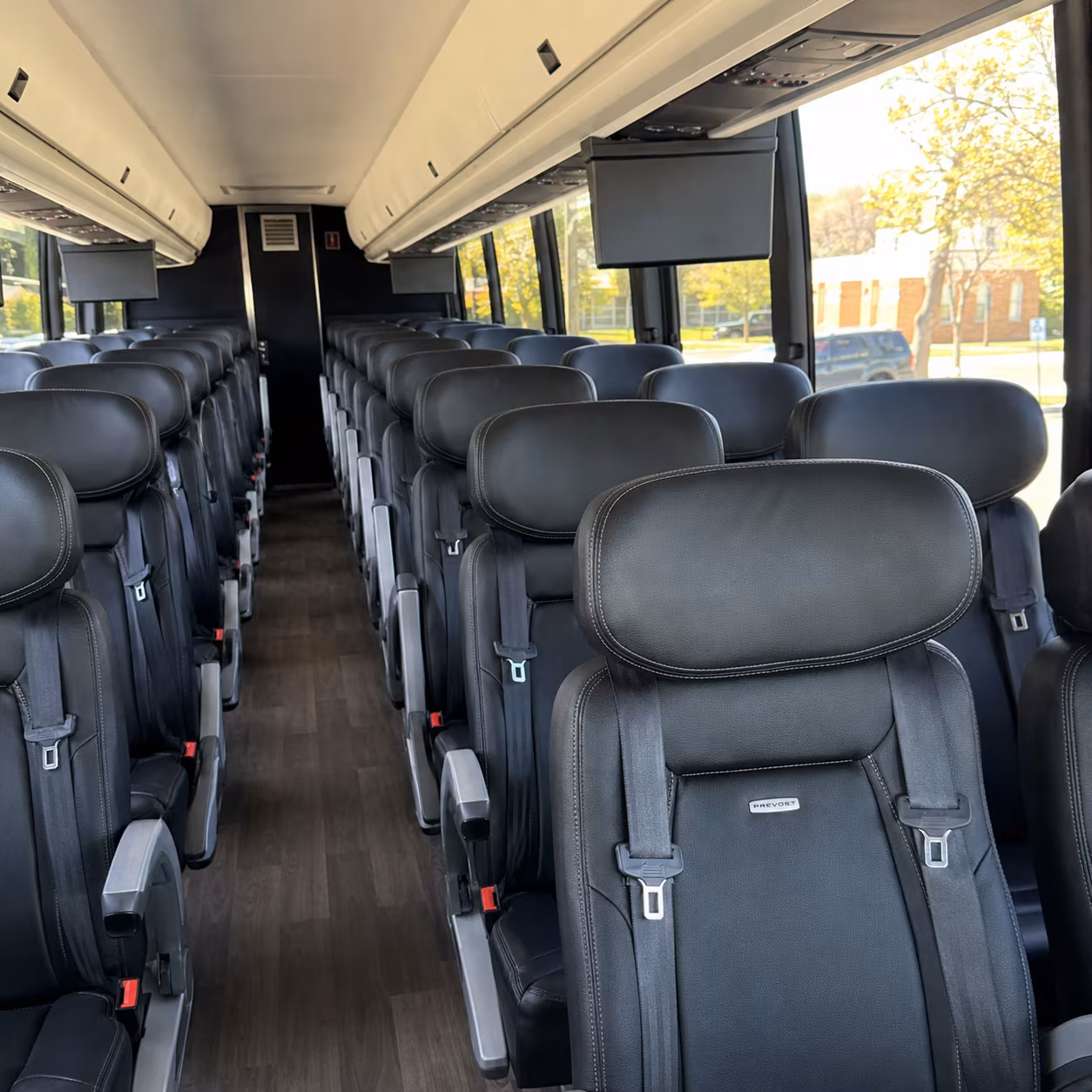 broken arrow 45 passenger charter bus inside