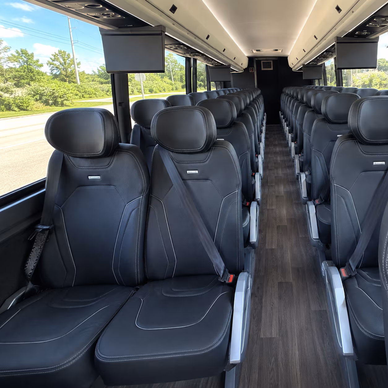 broken arrow 47 passenger charter bus inside