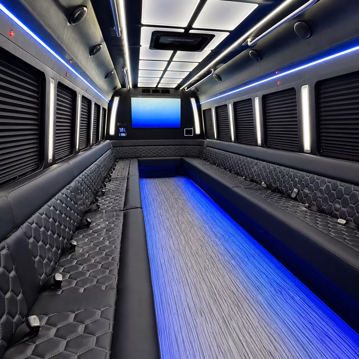 broken arrow 50 passenger party bus inside