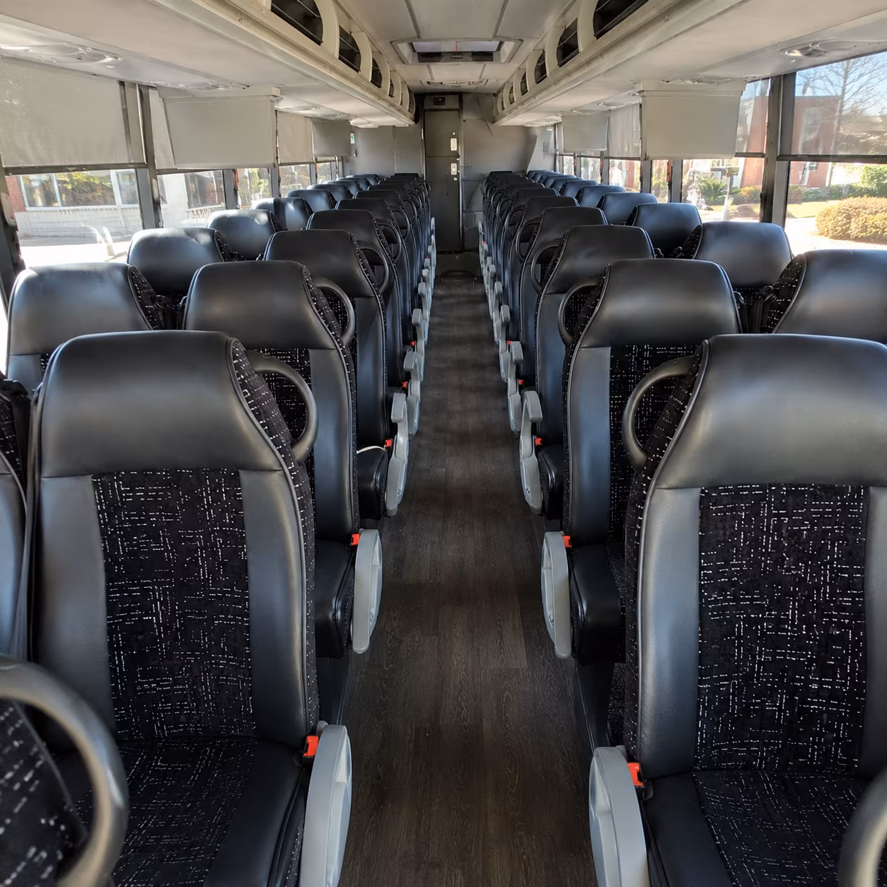 broken arrow 54 passenger charter bus inside