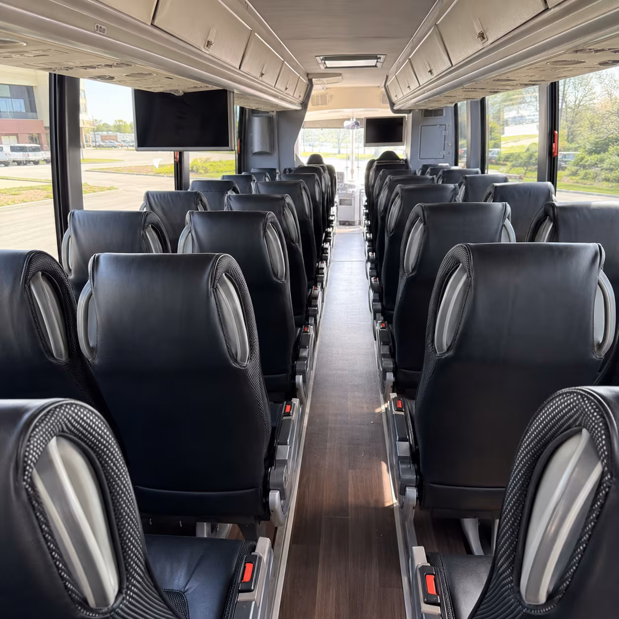 broken arrow 56 passenger charter bus inside